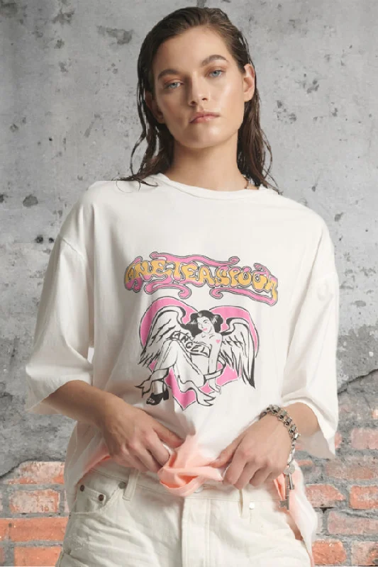 ONE TEASPOON Womens Angel Dip Dye Kobe Tee - Cream Cashmere Blend Cotton Blend Poly Blend ONE TEASPOON Womens Angel Dip Dye Kobe Tee - Cream Cashmere Blend Cotton Blend Poly Blend