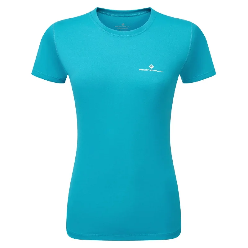 Ronhill Core Short Sleeve Running Tee - Womens - Azure/Bright White Mesh Blend Leather Blend Suede Blend