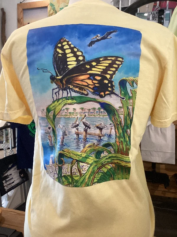 Stig Butterfly Yellow Tee Iron Safe Non-Iron Wrinkle Free