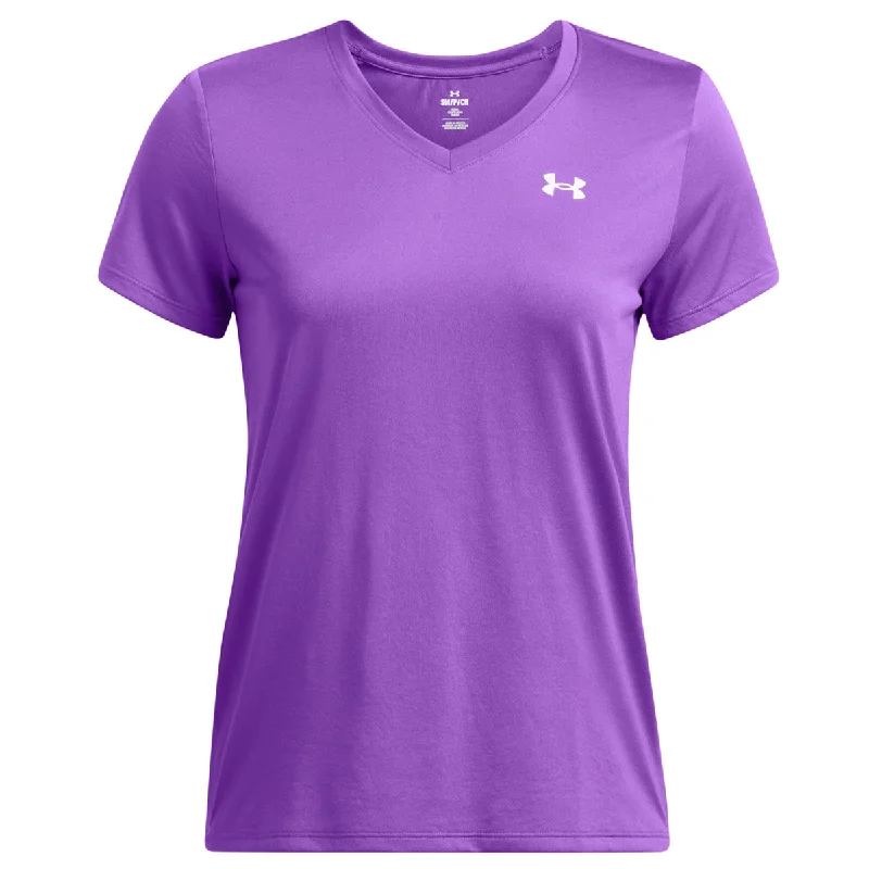 Under Armour Tech V-Neck Solid Training Tee - Womens - Lavish/White