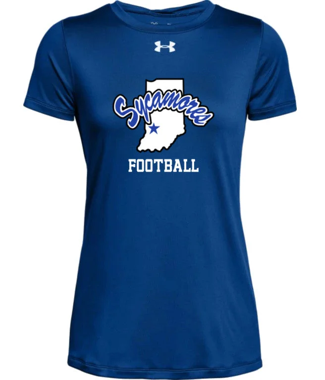 Women's Indiana State Sycamores Football Under Armour® Tech Tee Faux Fur Fabric Real Fur Fabric Shearling Fabric