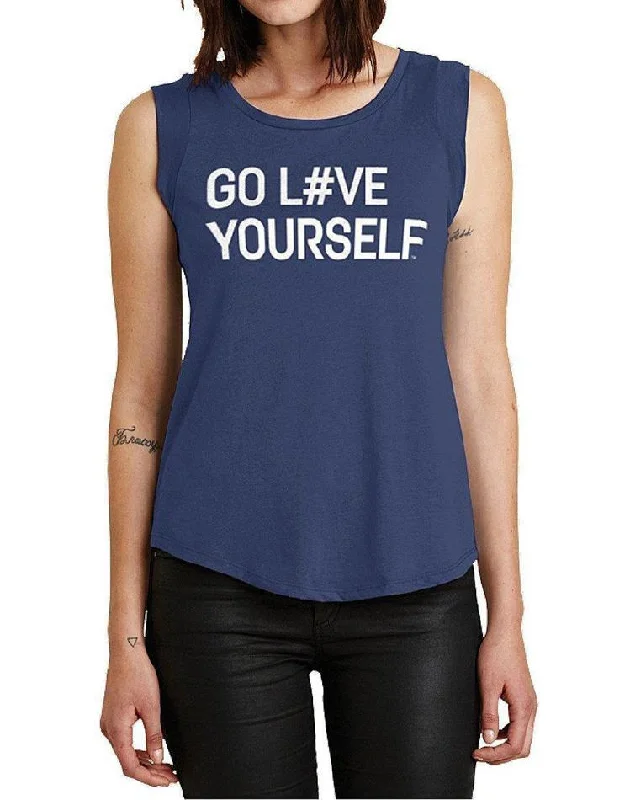 Women's Go Love Yourself Cap-Sleeve Satin Cotton Tee