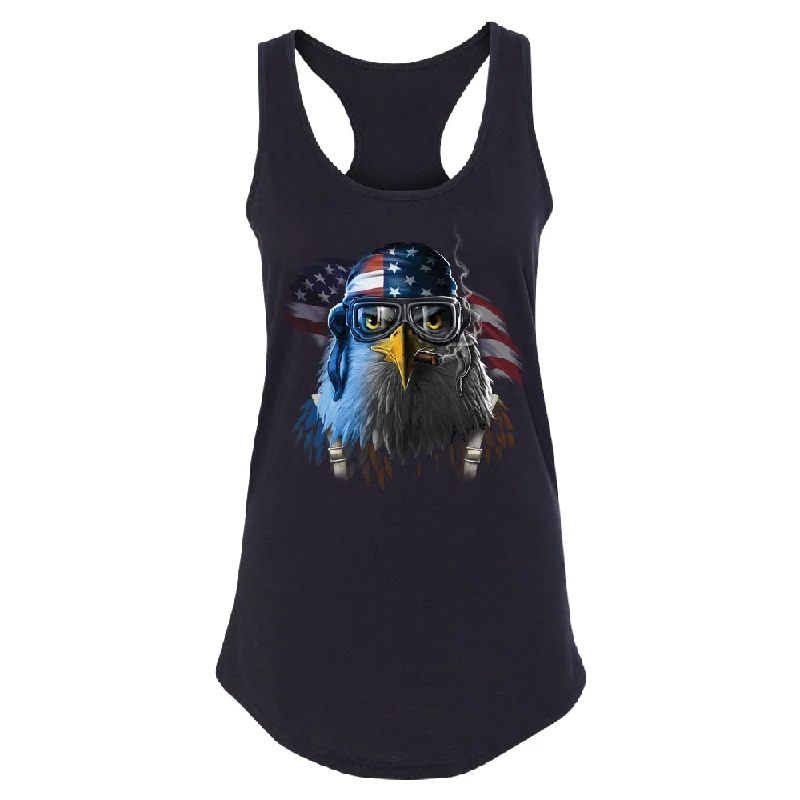 Zexpa Apparelâ„¢ Freeodom Fighther American Eagle Women's Racerback 4th of July USA Shirt