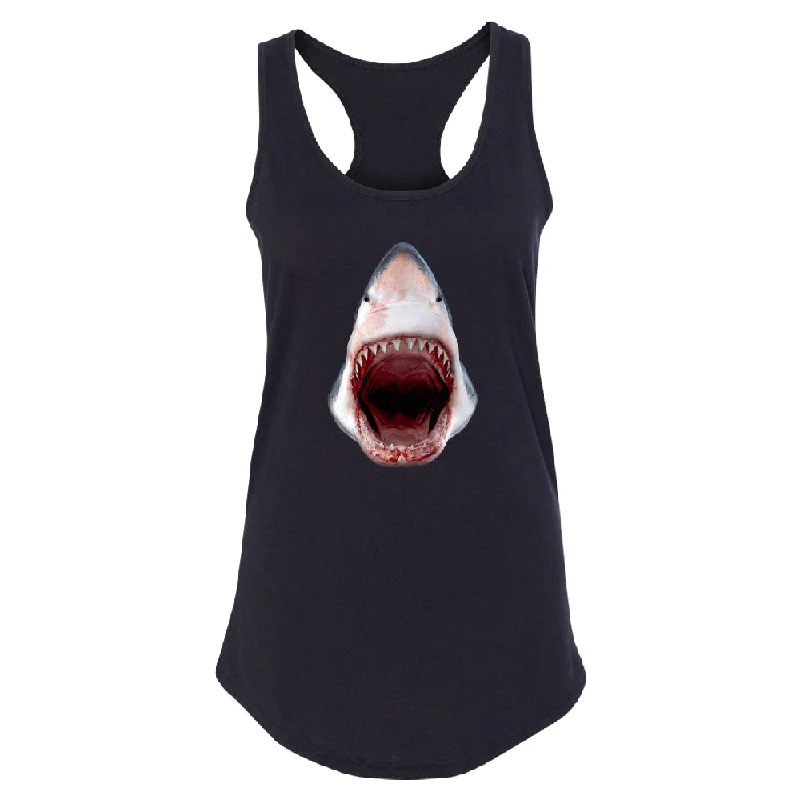 Zexpa Apparelâ„¢ Great White Shark 3D Print Women's Racerback Animals Shark Teeth Gift Shirt