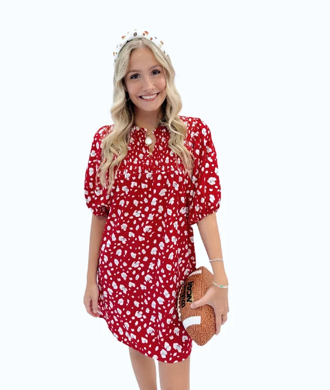 Amelia Crimson and White Dress