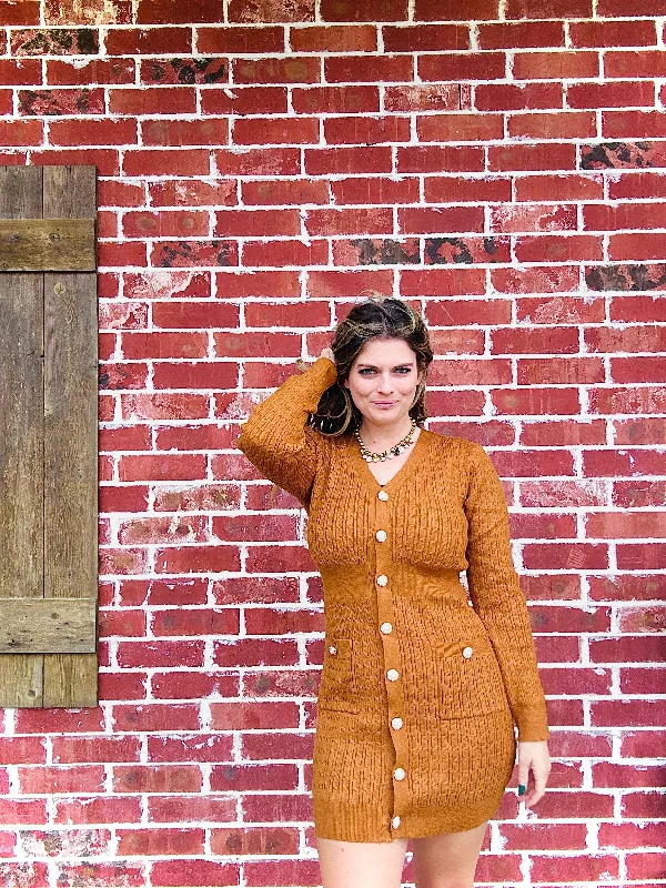 Café Society Camel Knitted Sweater Dress