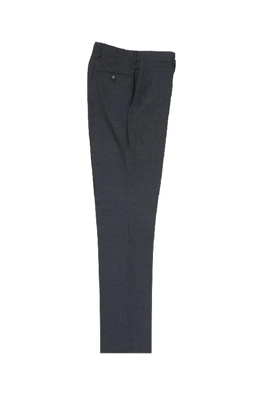 Charcoal Gray  Flat Front Slim Fit Wool Dress Pant