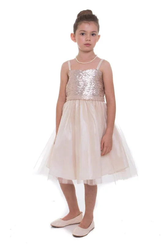 Champagne Sequin Top Dress With Tulle Skirt