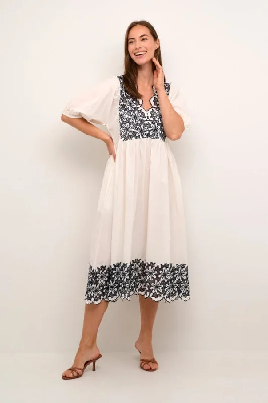 Culture Broderie Anglaise Dress Ivory Navy