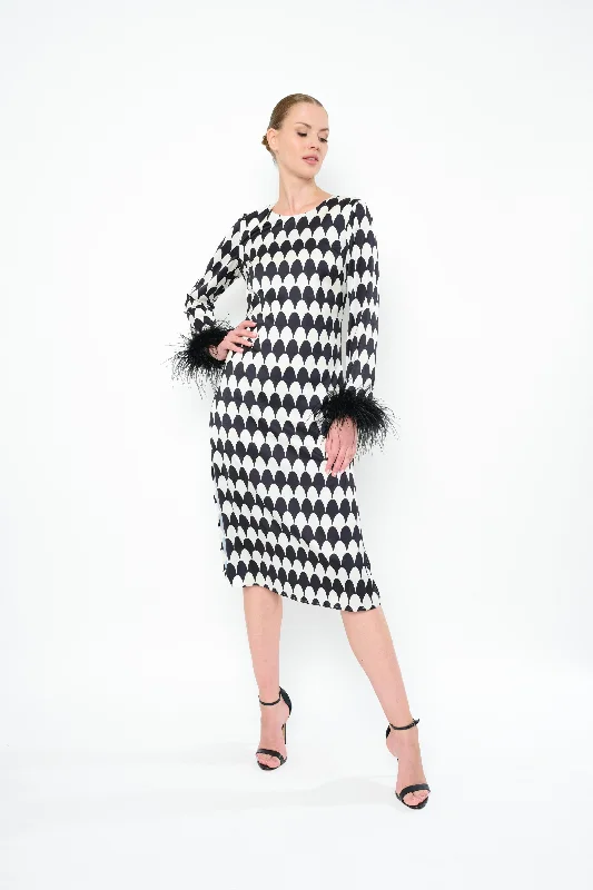 Ferris Black and Ivory Print Dress