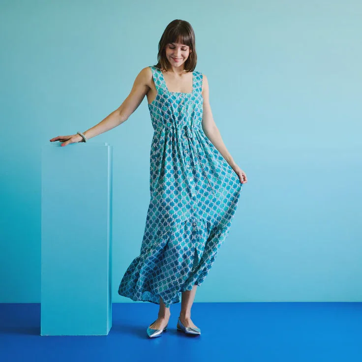 Kiwi Dress - Teal Tile