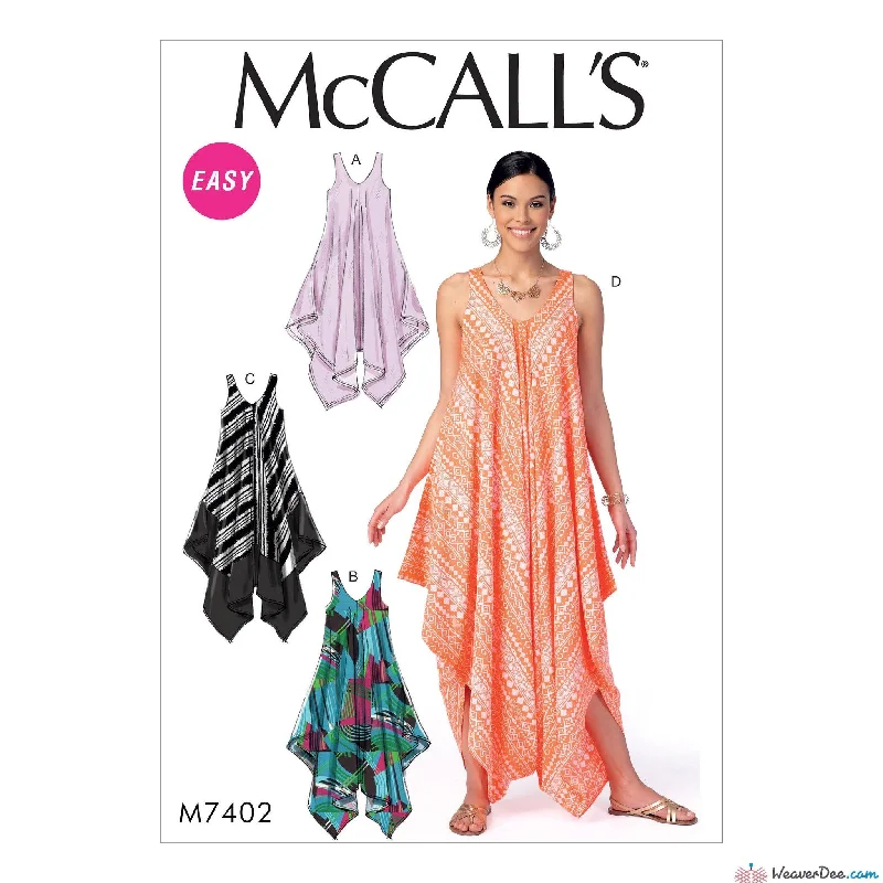 McCall's Pattern M7402 Misses' Handkerchief-Hem, Tent Dresses & Jumpsuit