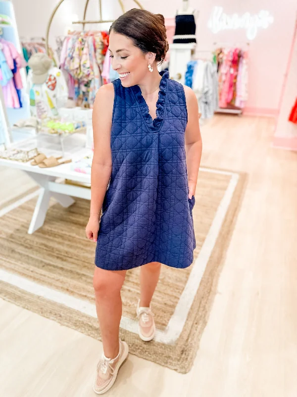 Quick and Easy Quilted Dress- Navy