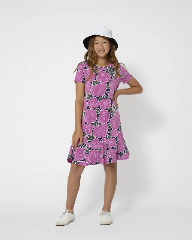 Leota Child Girl's Flowy Ruffled Serenity Dress Purple Size Medium
