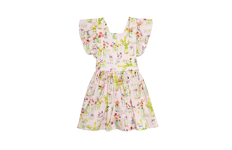 Vintage Inspired Dress in Pink Plants