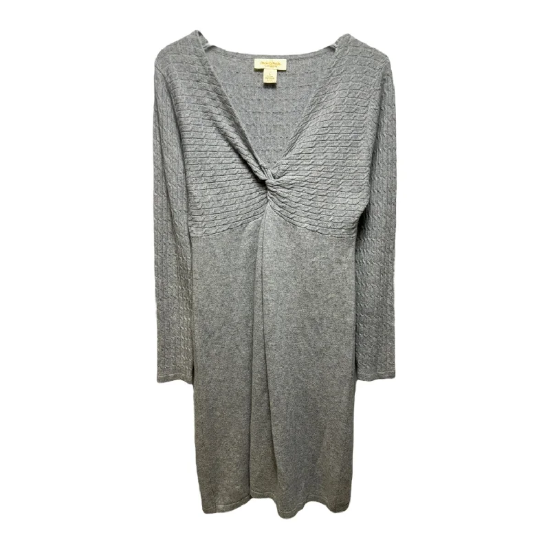 Wool & Cashmere Blend Dress Sweater By Peck And Peck In Grey, Size: L