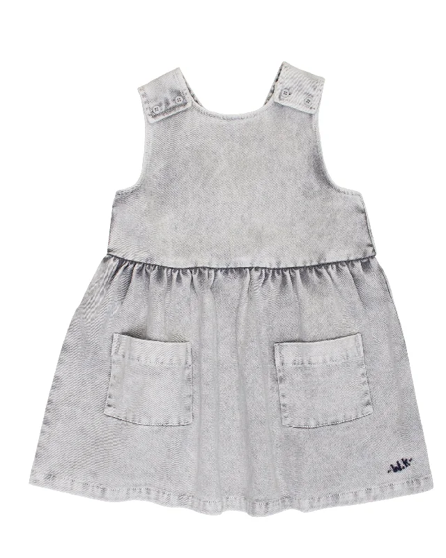 WYNKEN Swing Pinafore Dress  in Ice Grey Denim