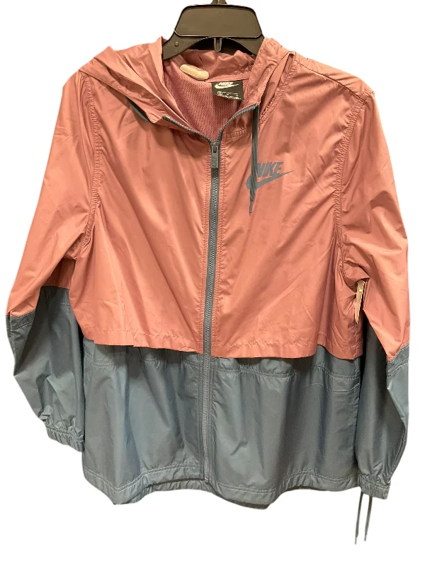 Athletic Jacket By Nike Apparel In Blue & Pink, Size: M Stand-Up Collar Roll-Neck Collar Turtle Neck Athletic Jacket By Nike Apparel In Blue & Pink, Size: M Stand-Up Collar Roll-Neck Collar Turtle Neck