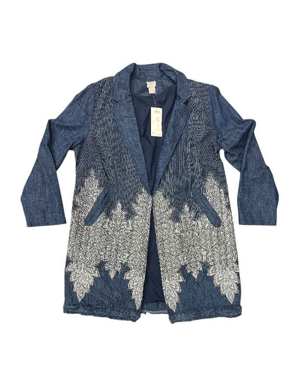 Jacket Denim By Chicos In Blue Denim, Size: 1x Front Pockets Side Pockets Patch Pockets Jacket Denim By Chicos In Blue Denim, Size: 1x Front Pockets Side Pockets Patch Pockets