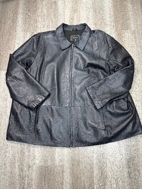 Jacket Leather By Maggie Barnes In Black, Size: 4x Collared Jacket Crew Neck Jacket Turtle Neck Jacket Jacket Leather By Maggie Barnes In Black, Size: 4x Collared Jacket Crew Neck Jacket Turtle Neck Jacket