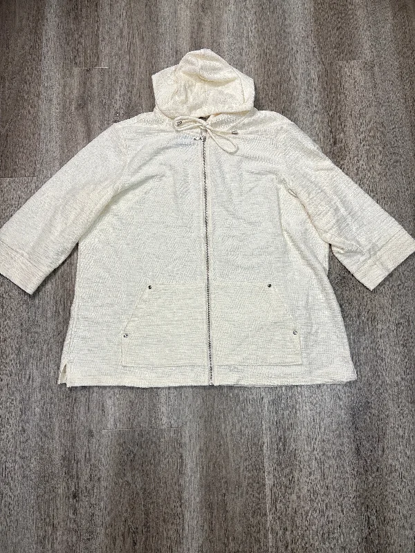 Jacket Other By Cj Banks In White, Size: 1x Cotton Fabric Linen Fabric Terry Fabric