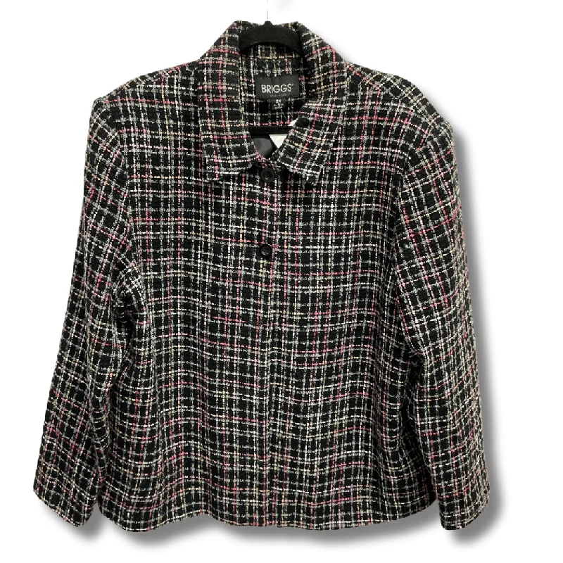 Jacket Puffer & Quilted By Briggs In Black & Pink, Size: 2x Zip Front Button Front Snap Front