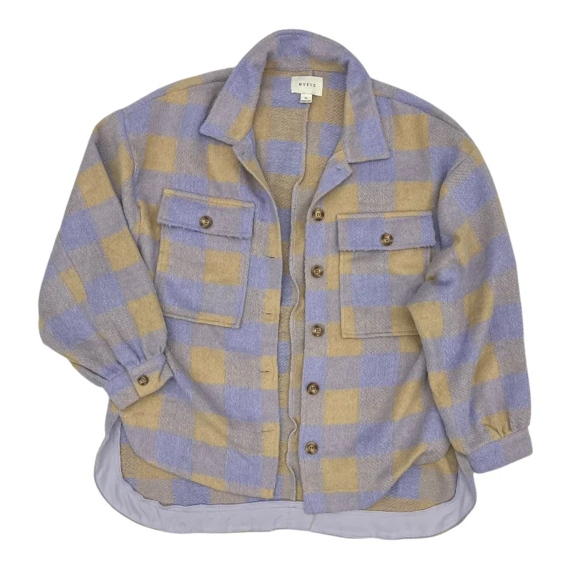 Jacket Shirt By Hyfve In Purple, Size:Xl Ribbed Jacket Pleated Jacket Ruffled Jacket Jacket Shirt By Hyfve In Purple, Size:Xl Ribbed Jacket Pleated Jacket Ruffled Jacket
