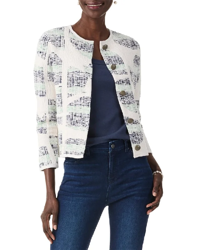 NIC+ZOE Circle Sequence Knit Jacket A-Line Jacket Boat Neck Shawl Collar
