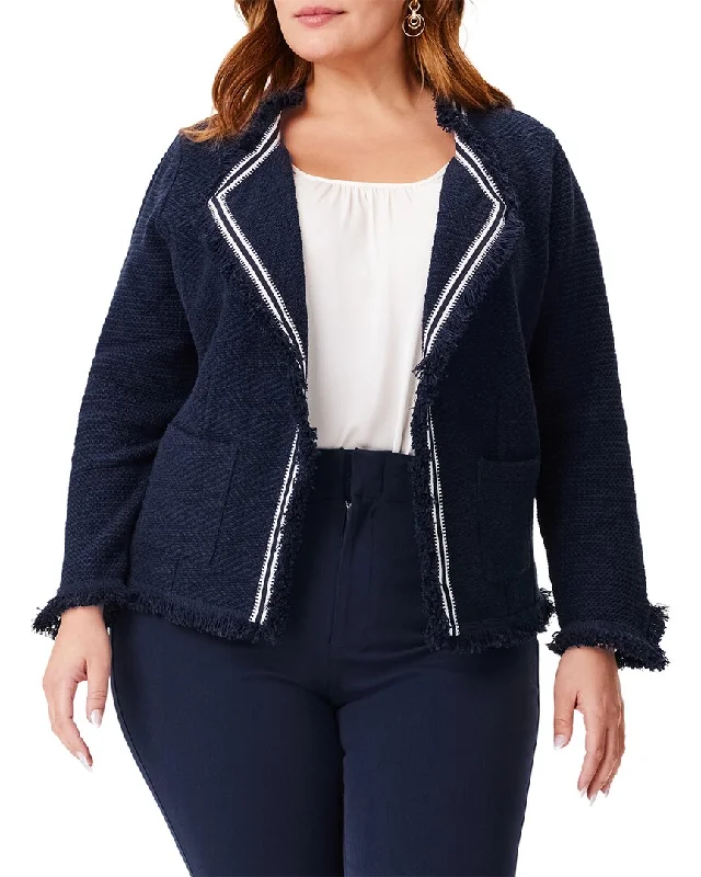 NIC+ZOE Plus Ribbon Trim Fringe Mix Knit Jacket Zippered Jacket Buttoned Jacket Snapped Jacket NIC+ZOE Plus Ribbon Trim Fringe Mix Knit Jacket Zippered Jacket Buttoned Jacket Snapped Jacket
