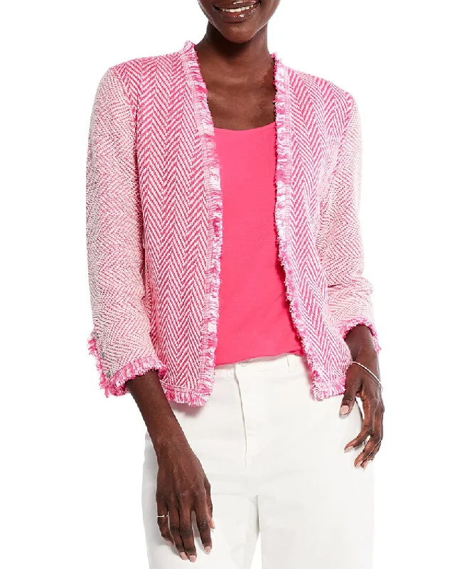 NIC+ZOE Zig Zag Fringe Mix Jacket Welt Pockets Slit Pockets Flap Pockets