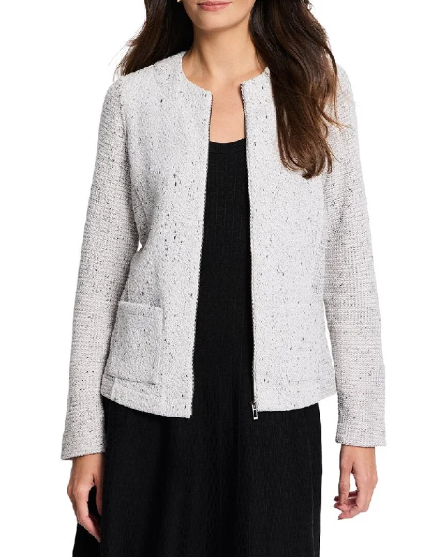 NIC & ZOE Zip Front Mix Knit Jacket Wool Jacket Cashmere Jacket Tweed Jacket