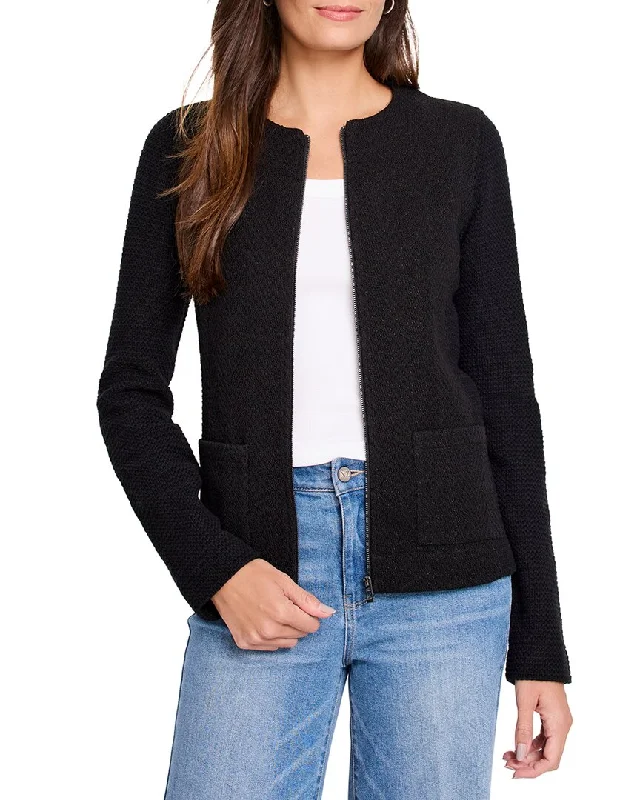 NIC & ZOE Zip Front Mix Knit Jacket Zippered Front Buttoned Front Snap Front