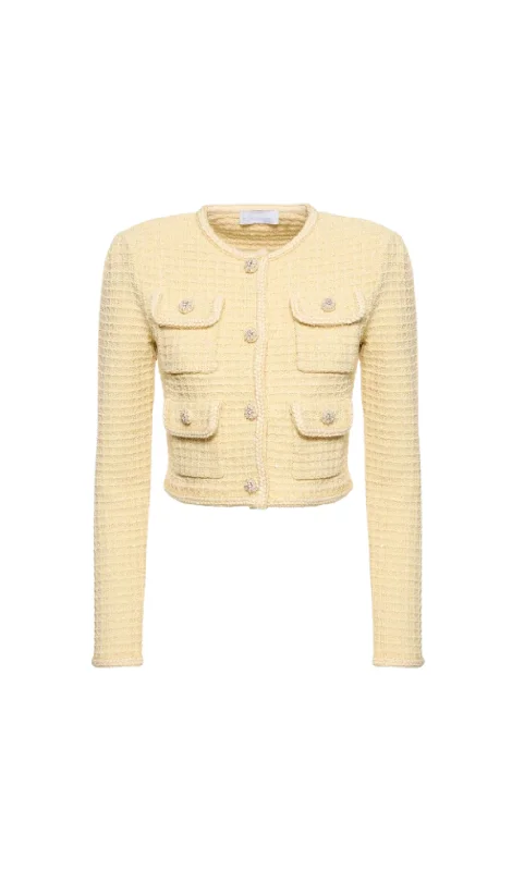 YELLOW TEXTURED KNIT JACKET Faux Fur Jacket Real Fur Jacket Shearling Jacket