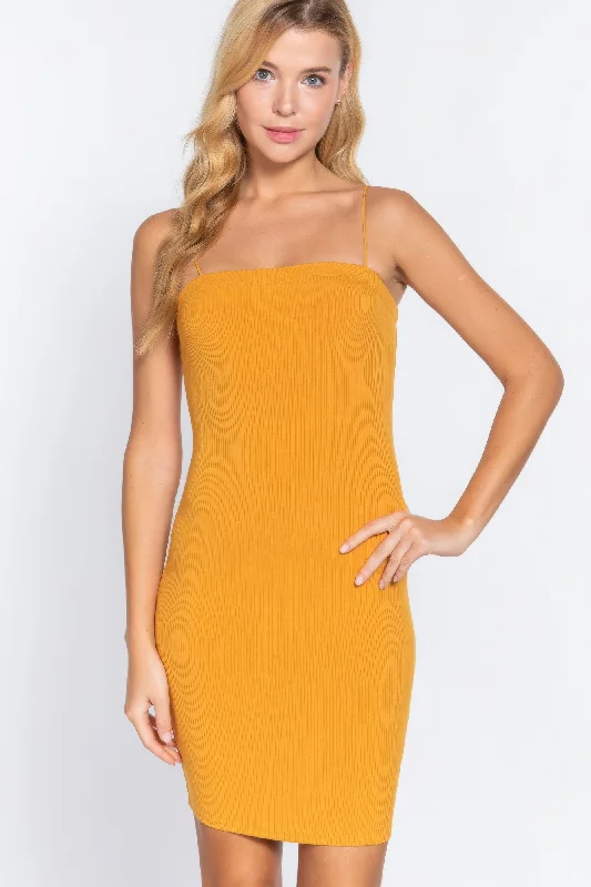 Cami Heavy Rib Mini Dress Fashionable Pleated Mini Dress