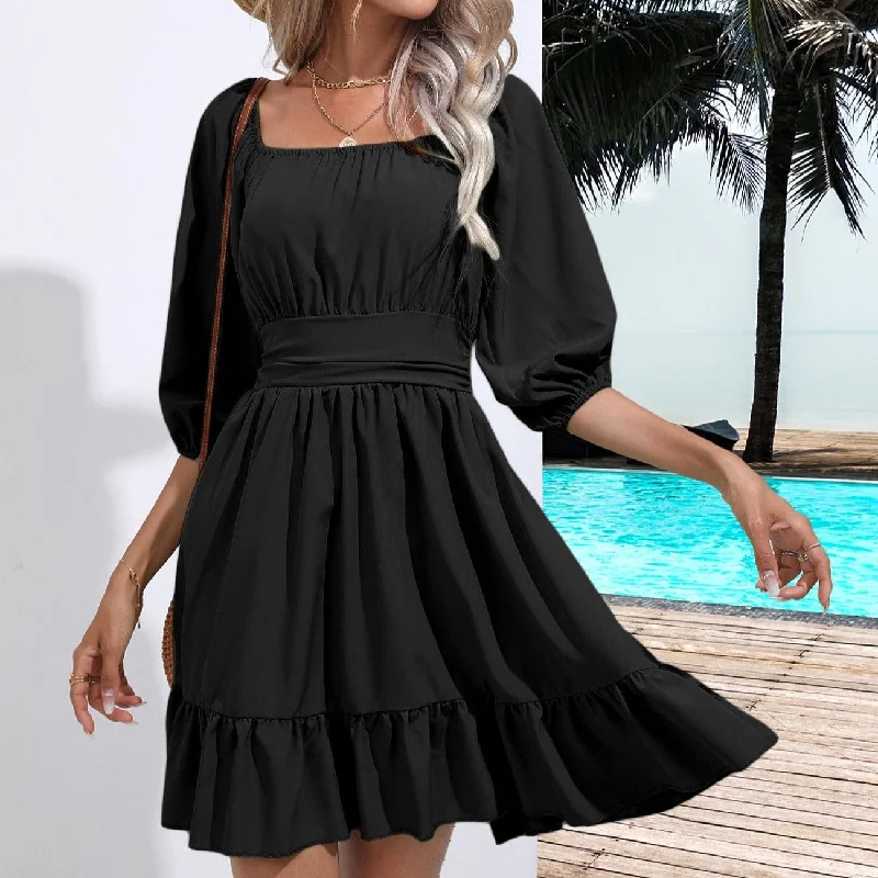Alexis Boho Mini Dress Stylish Plaid Mini Dress