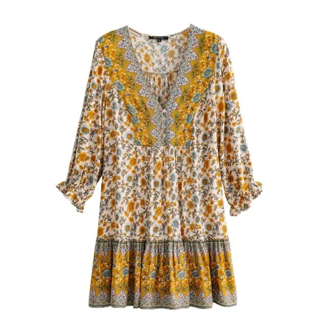 Aubrielle Mini Dress Elegant Floral-Print Mini Dress