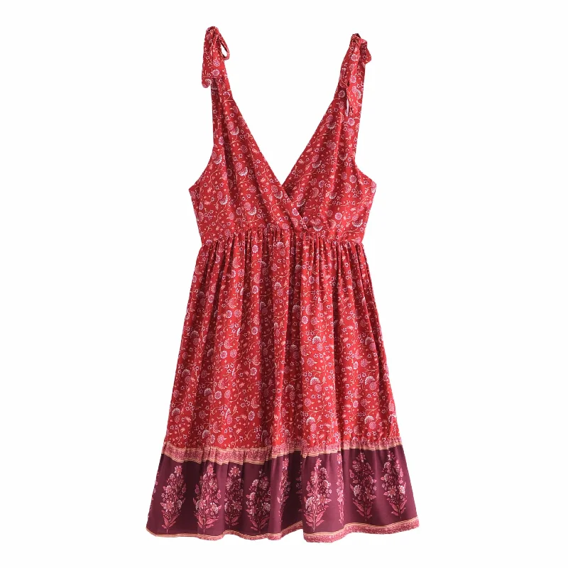 Aurora Boho Mini Dress Stylish Plaid Mini Dress