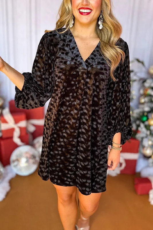 Blue Zone Planet | Black Textured V Neck Balloon Sleeve Velvet Mini Dress Stylish Spaghetti Strap Mini Dress Blue Zone Planet | Black Textured V Neck Balloon Sleeve Velvet Mini Dress Stylish Spaghetti Strap Mini Dress