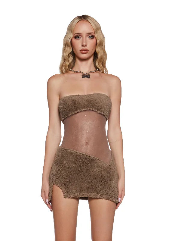 Call My Bluff Mini Dress - Mocha