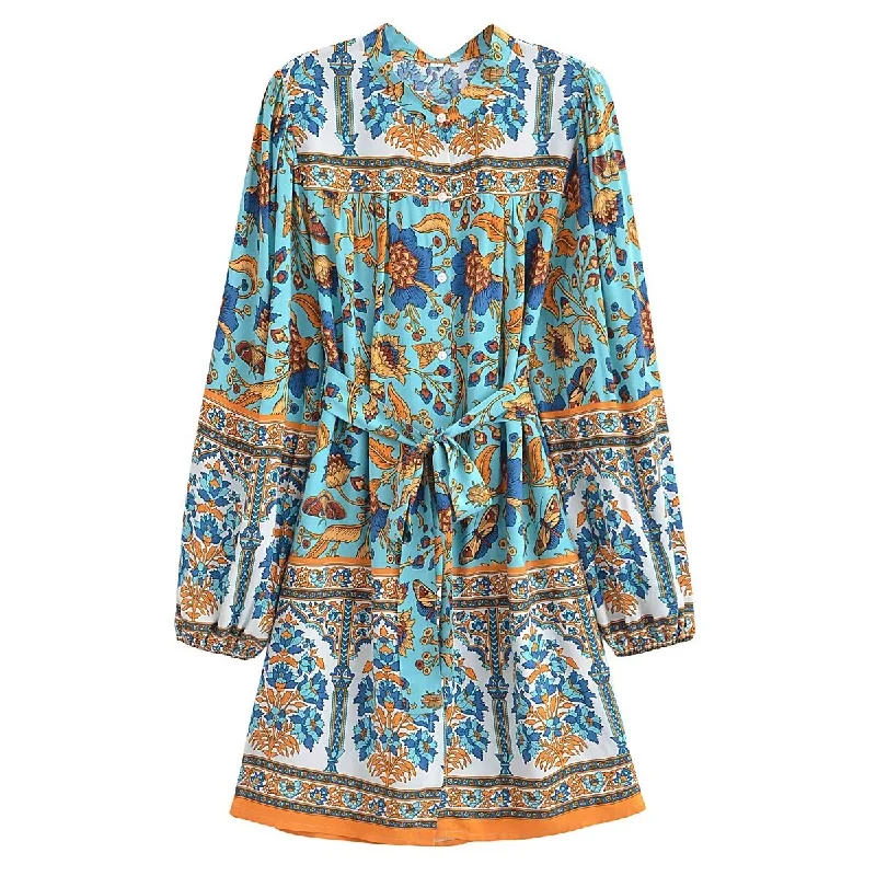 Cassiana Boho Mini Dress Elegant Satin Mini Dress