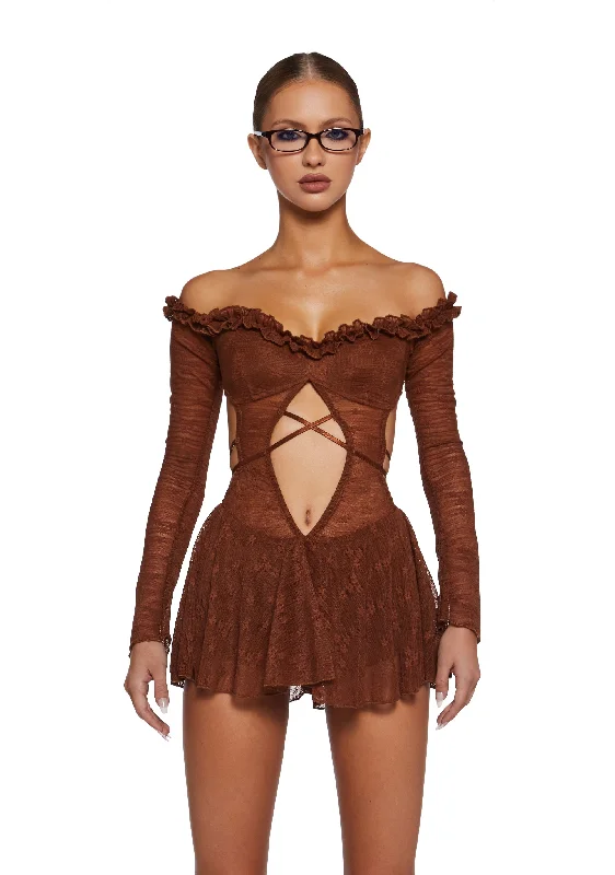 Collective Hearts Mini Dress - Brown