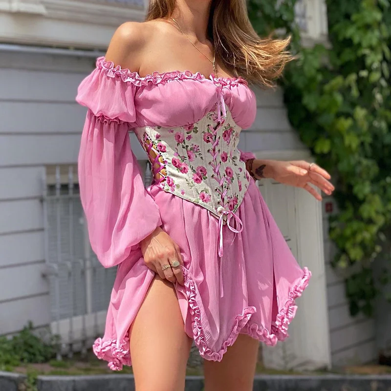 Fleurette Fairy Mini Dress Comfortable Zip-Up Mini Dress
