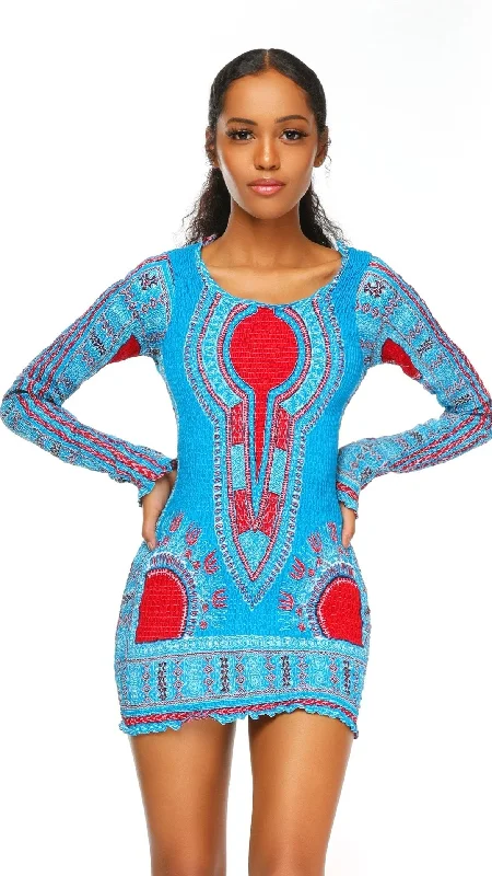 Inga Dashiki African Print Mini Dress Elegant Off-Shoulder Dress Mini