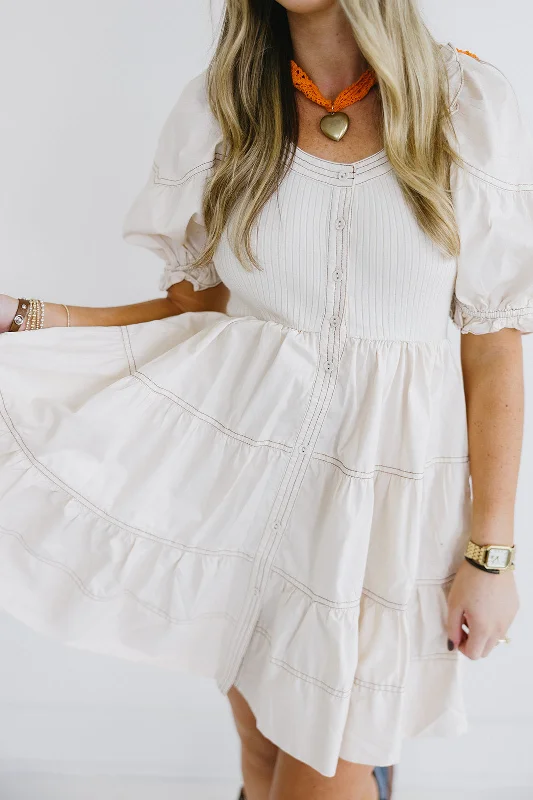 Jenny Mini Dress - Natural Comfortable One-Shoulder Mini Dress