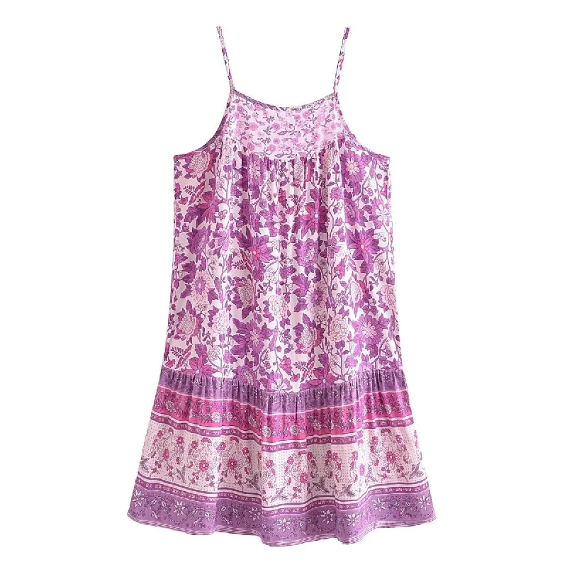 Jolie Boho Mini Dress Casual Button-Up Mini Dress