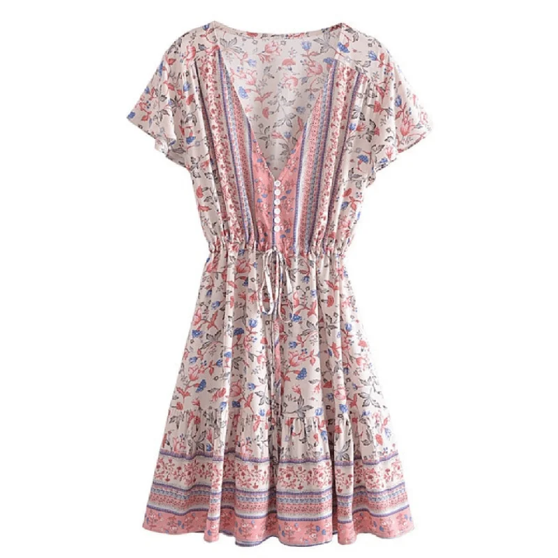 Mansi Bohemian Mini Dress Stylish Sweetheart Neck Mini Dress