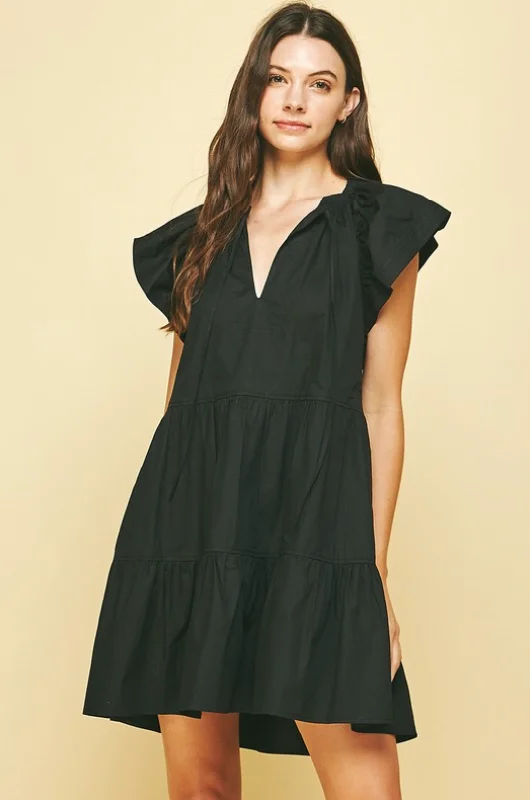 PINCH COTTON RUFFLE MINI DRESS Chic Tropical Mini Dress