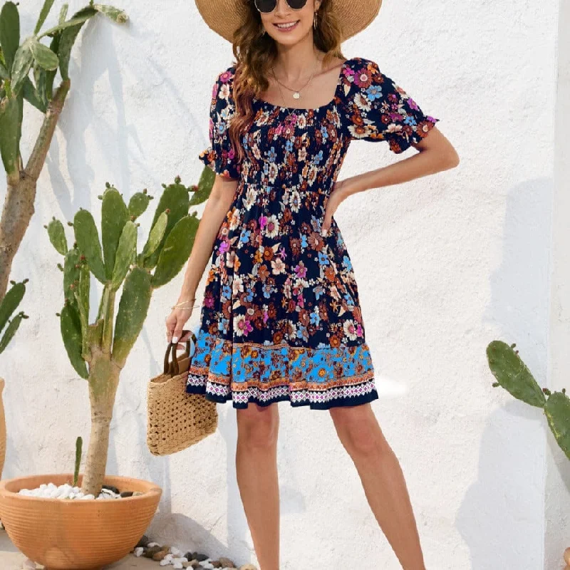 Quinley Boho Mini Dress Elegant Off-Shoulder Dress Mini