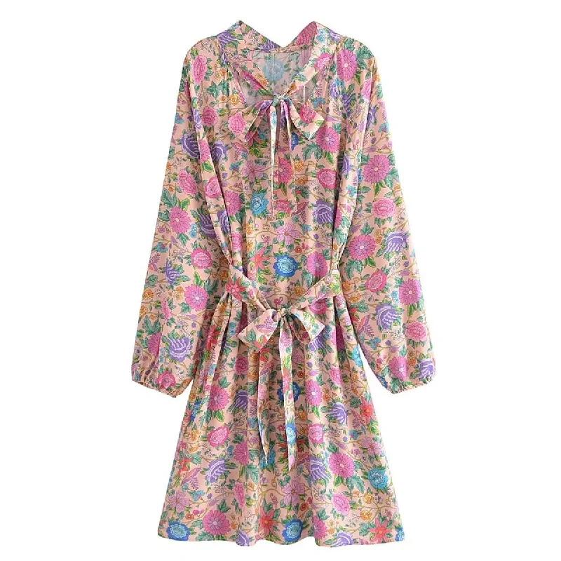 Roslyn High Neck Mini Dress Chic Tropical Mini Dress