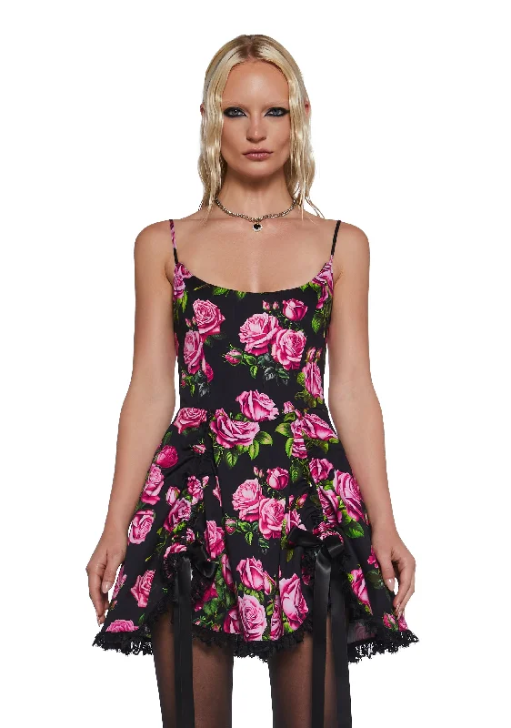 Scandal Sheet Mini Dress - Black Floral